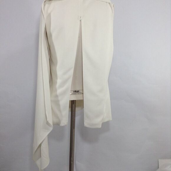 Narciso Rodriquez One Shoulder Asymmetrical Hem Satin Cape Blouse Size 8 - Picture 4 of 9